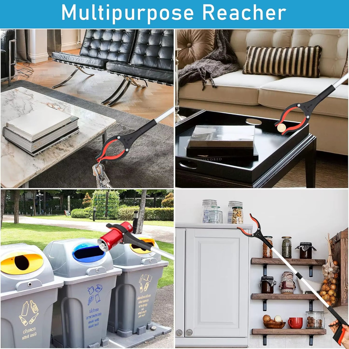 Upgrade Pick up Stick Litter Picker 360° Rotating Head 32" Foldable Lightweight Trash Claw Grabbers for Elderly Reaching Tool