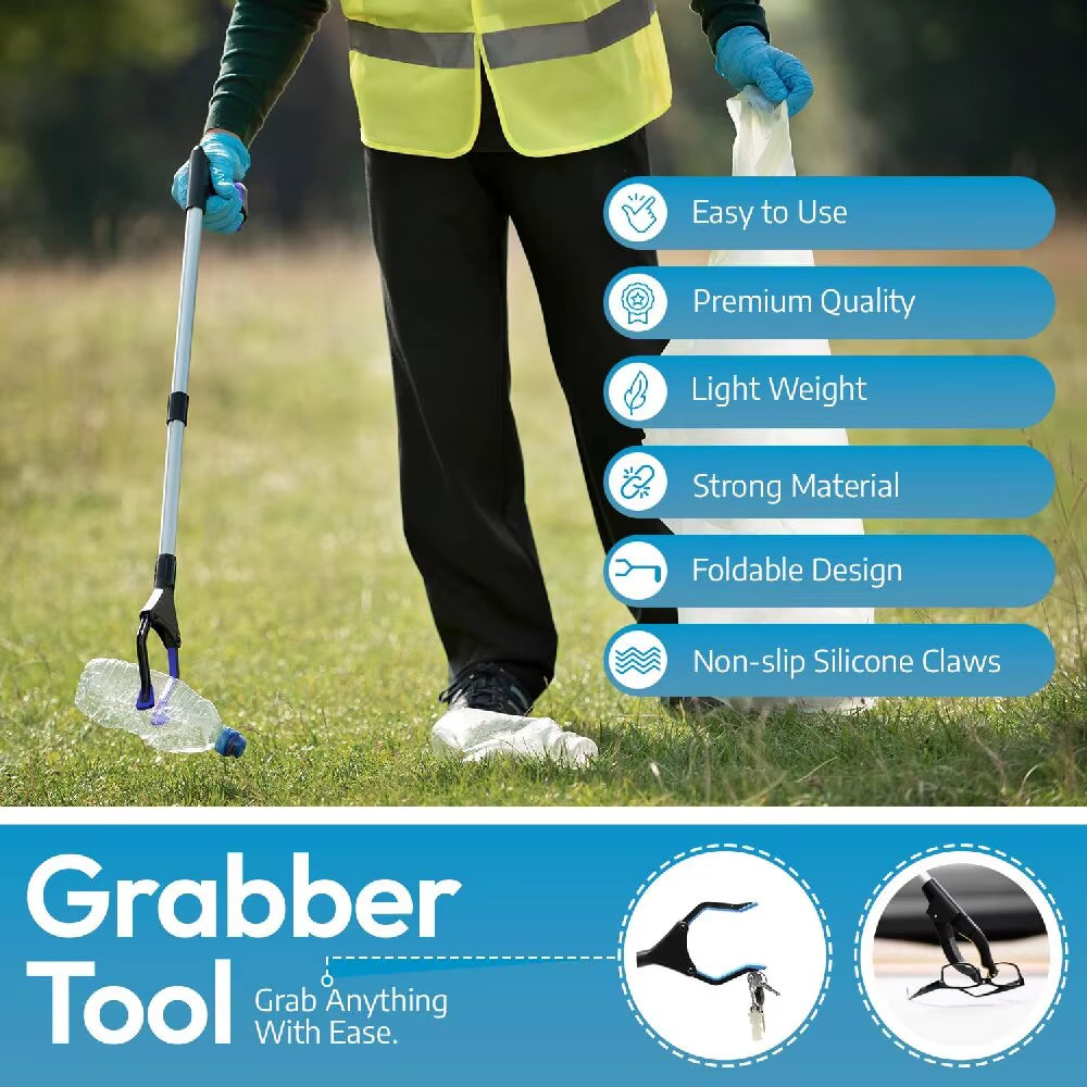 Upgrade Pick up Stick Litter Picker 360° Rotating Head 32" Foldable Lightweight Trash Claw Grabbers for Elderly Reaching Tool